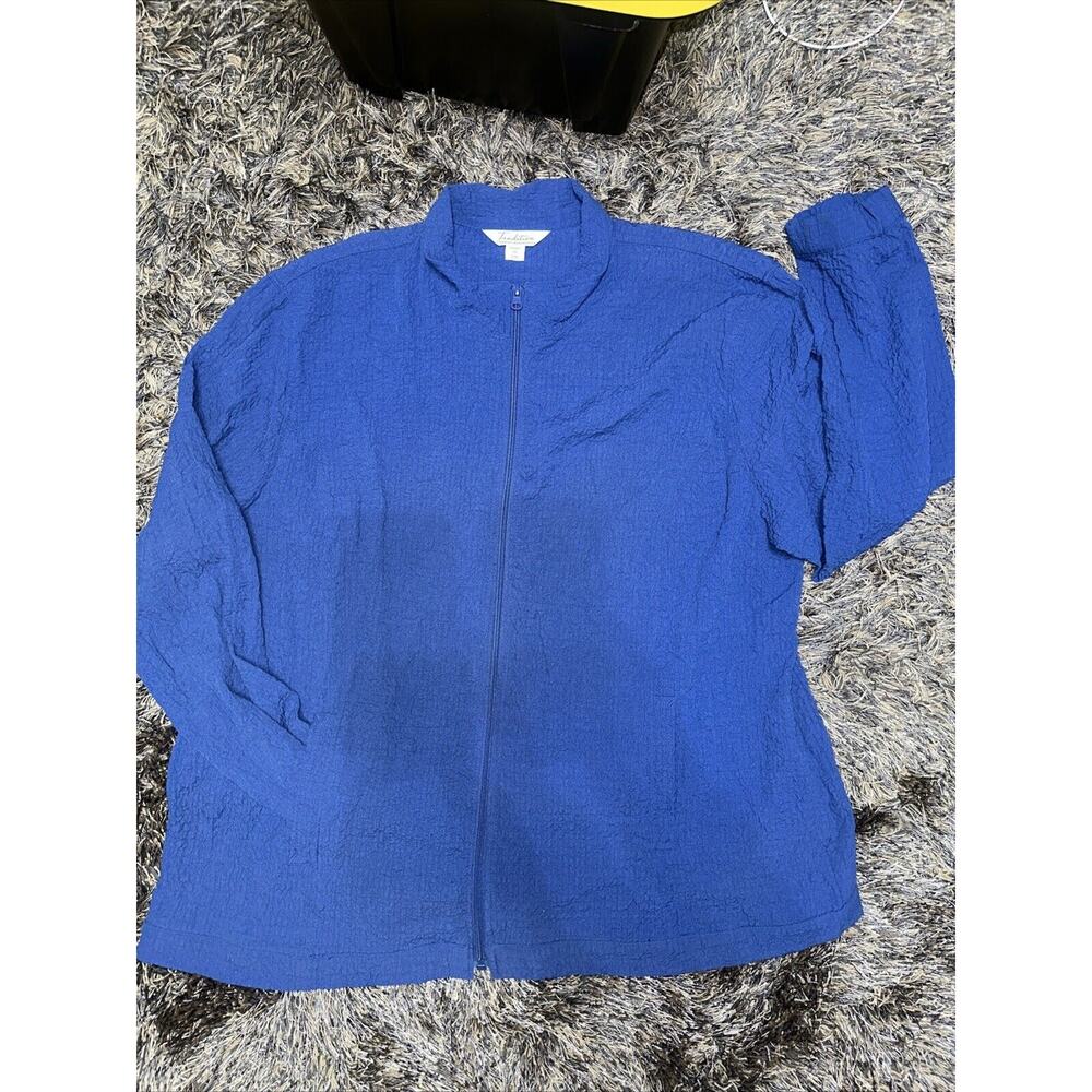 Vintage Tradition Country Collection Blue Puckered Zip Front Jacket Women Sz 3X
